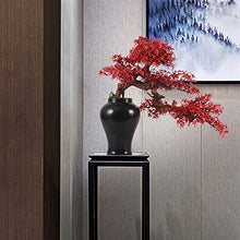 Artificial Bonsai Artificial Bonsai Tree New Chinese Style Red Simulation Maple Bonsai Tree Home Living Room Office Desktop Simulation Bonsai Plant Ceramic Vase for Home Office