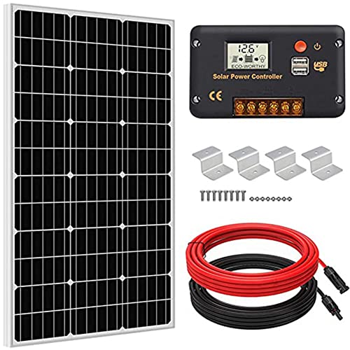 JKSVTF Solar Panel Kit,Solar Panels 100W Solar Panels, High Efficiency Monocrystalline Module Pv Power Charger, for Home, Camping, Boat, Carava