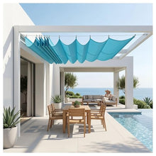 Retractable Wave Sun Shade Sail, Wave Awning Canopy with Eyelets and Rope, Adjustable Shade Cover Sun Protection Outdoor Pergola for Outdoor Garden Patio Yard Lawn(W3.2*L6m/W10.50*L19.68ft)