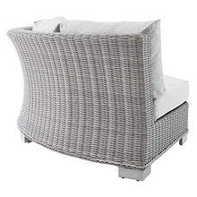 Conway Sunbrella® Outdoor Patio Wicker Rattan Round Corner Chair in Light Gray Gray