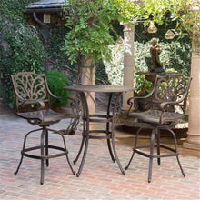 Christopher Knight Home Alfresco 37" Cast Aluminum Bar Set 3-Pcs Bronze