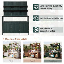 Christopher Knight Home Belfast 50.20" W Outdoor Potting Bench Table, Fir Wood Potting Table, Large Gardening Workstation with Storage Shelf, Ample Space Garden Tools Organizer for Backyard, Green