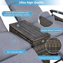 53.3" Patio Recliner Loveseat Chair with Adjustable Backrest, Wicker Conversation Set with Storage Table and Thick Cushion, Outdoor & Indoor Patio Recliners for Balcony, Porch, Living Room, Gray