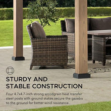 Sunjoy 11 x 13 ft. Hardtop Gazebo Outdoor Black Steel with Skylight Black