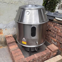 Smokers Barrel Grill Made of Stainless Steel with Thermometer and Middle Door for Travel Camping Picnic Patio Backyard 360° Circular Hanging Oven Portable Charcoal BBQ