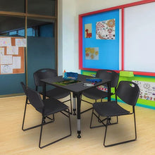 Regency Kee Height Adjustable Classroom Table Set with Four Zeng Chairs 30" Grey/Black