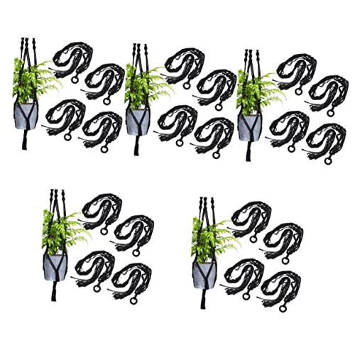 4 pcs Holders for Ceiling Rope Macrame Wall Outdoor Flower Garden Black W Decorations Decorative Hangers Bohemian Pot Holder Hanger Plant Planter Indoor Decor Planters Baskets (As Shownx5pcs