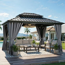 YITAHOME 10X12FT Hard Top Gazebo Aluminum Frame Patios Double Roof Canopy