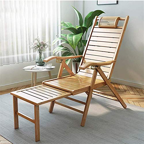 Lightweight 5-Gear Adjustable Recliner Chair Folding Natural Durable Bamboo Lounge Adirondack Seating for Outdoor Garden Patio Living Room Porch Portable Deck Recliner (Size : Bamboo Slice 3CM)