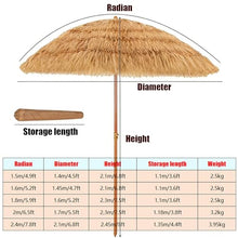 FCZVWPR 5.2ft, 6.5ft, 7.8ft, Faux-straw Beach Umbrella, Outdoor Sunshade Umbrella, Easy Push Button, For Patio Garden Backyard(1.5m/4.9ft)