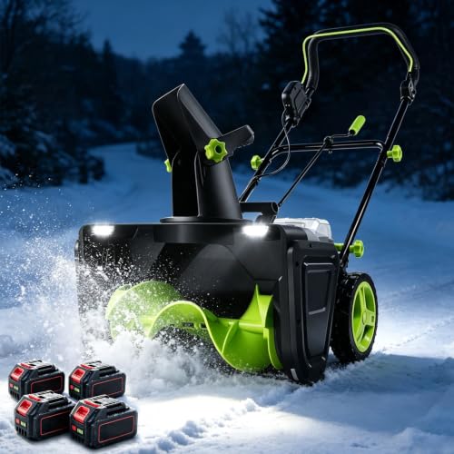 Cordless Snow Blower, 3500W Brushless Motor, 25ft Max Throw 4Bat