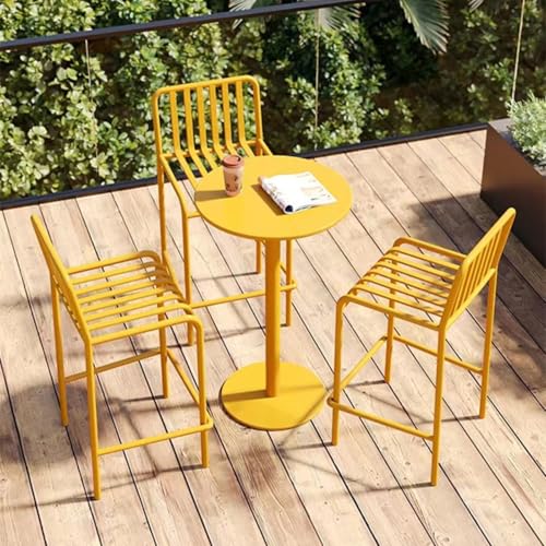 TBJEN Wrought Iron Tables and Chairs, Outdoor Tables and Chairs Creative high-Legged bar Open-air Villa Courtyard Cafe Milk Tea Shop Balcony(13)