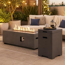 60" Rectangular Propane Fire Pit Table, 60,000 BTU with Propane Tank Cover