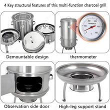 Vertical Charcoal Smoker Grill,Barrel Charcoal Grills 40cm Diameter