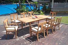 WholesaleTeakFurniture Grade-A Teak Wood 8 Seater 9 Pc Dining Set: 94" Double Extension Rectangle Table and 8 Osborne Arm Chairs #WFDSOS33