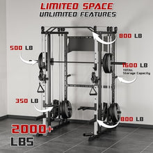 Liksodo Smith Machine 2000LBS Squat Rack with LAT-Pull Down & Cable Crossover White