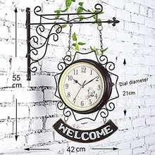 saditesdk Wall Clock, Outdoor Clock Garden Clocks, Double Sided Outdoor Wall Clock Retro Outdoor Clocks Battery Operated Silent，