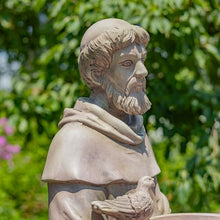 Zaer Ltd. Saint Francis Garden Statue with Birdbath, Antique Grey Magnesium, 30-36 Inch Height (36" Tall Standing)
