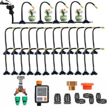 360° Curved Garden Automatic Irrigation System Kit With intelligent timer, Adjustable Nozzles, Quick Installation Watering Drip Irrigation System for Greenhouse, Lawn, Outdoor Plants,50m/164ft+Timer