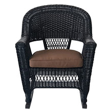 Jeco Rocker Wicker Chair with Brown Cushion, Set of 2, Black