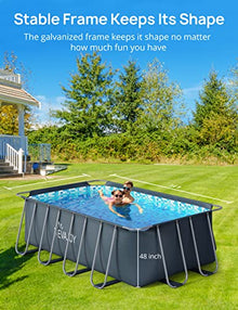 Evajoy Metal Frame Swimming Pool Set Blue