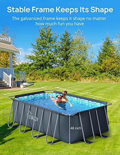 Evajoy Metal Frame Swimming Pool Set Blue