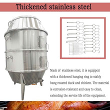 BEILOCKERY Commercial 410 Stainless Steel Charcoal Roast Duck Oven, 31.5x31.5x54.7 Inch Split Type BBQ Roaster with 15 Hooks & 20 Tail Pins, Multifunctional Grill for Chicken, Outdoor Picnic