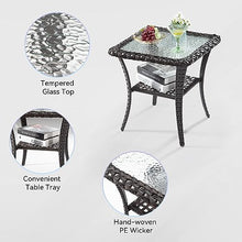 Gardenbee Patio Swivel Glider Wicker Chairs Set of 4 with 2 Side Tables Brown/Beige