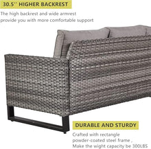 HTERWQEA Patio Furniture Set 6 Piece Outdoor Wicker Chairs with Ottomans, Conversation with Coffee Table, Couch Seating for Balcony Garden Poolside