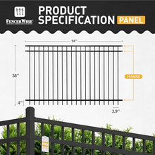 Fencer Wire Pack of 5 Heavy Duty Flat Top Fence Barrier Panel, 5FT Height X 8FT Width Anti-Rust Metal Fencing Panel, 2” Diameter Steel Outdoor Decorative Garden Fence Panel