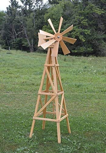 Backyard Crafts Amish-Made Working Farm Style Windmill Yard Decoration 82" Tall, Walnut Stain