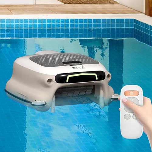 Robotic Pool Maintenance Robot, Cordless Skimmer Cleaner, 5-6H Battery Life, 3H Fast Charge, Auto-Cleans Leaves, Hair