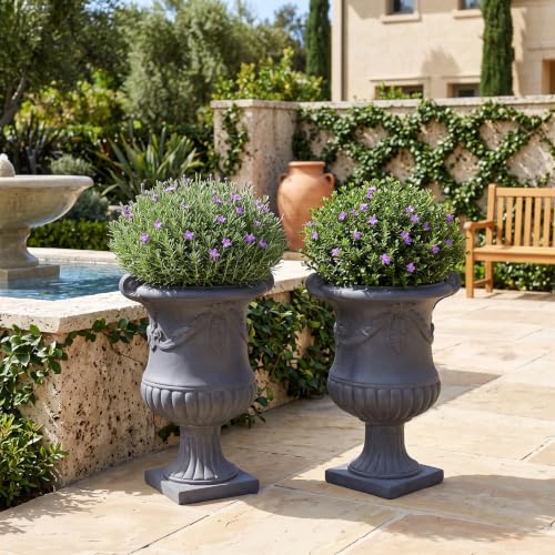 Merax 2 Set 24.8" Elegant MGO Flower Urn Planter, Black