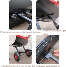 Snow Pusher Shovel, Snow Removal Shovel, Heavy Duty Rolling Snow Pusher,Adjustable Handle Height/Shovel Surfaces Direction