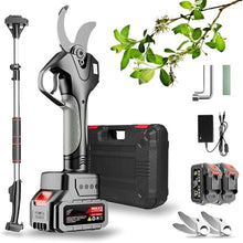 GHRERTX Cordless Electric Pruning Shears,Pole Saw Secateurs with Extension Pole,5m Long Reach Telescopic Pole Pruner,Cutting Diameter 50mm,150° Adjustable Head,Tree Scissors Pruners for Gardening