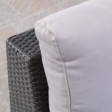 Christopher Knight Home Tom Rosa Outdoor 7 Seater Wicker Sectional Sofa Set, Grey with Silver Cushions