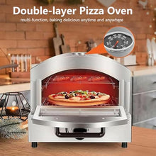 Outdoor Pizza Oven Electric Pizza Ovens with 12in Pizza Stone Stainless Less Pizza Maker Cooking Pizza Steak Chicken for Outdoor Garden Party