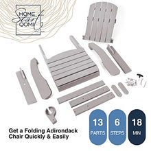 hOmeQomi Folding Adirondack Chairs Set of 4 All Weather Resistant with Cup Holder Grey