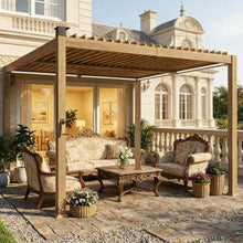 Outdoor Pergola, Metal Outdoor Patio Gazebo with Crank Louvered Roof, Powder Coated Steel Frame, Drainage System, Backyard Deck Garden, Sun Rain Snow Protection (only Pergola)