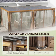 Outsunny 12' x 19' Louvered Pergola Hardtop Gazebo with Adjustable Roof Natural Wood