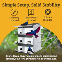 Birds Choice Premium Aluminum Purple Martin House – 12 Room, 3 Floor Birdhouse with Starling Resistant Entrance Holes, Ventilated Roof & Easy Cleaning, Unassembled