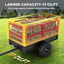 Garden Dump Cart ATV Trailer Tow Behind, Heavy Duty Steel Utility Trailer 1700 Lbs/17 Cu.Ft Capacity, Dump Trailers Mover for Lawn with Removeable Sides Style A