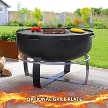 Ignition XXL Extra Large Handcrafted Fire Pit with Black Cover Lid and Wood Burning Fireplace for Backyard Bonfire Campfire for Outside, Extra Large Depth Outdoor 32" Steel Firepit, by Good Directions