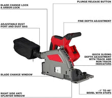 Millwavkee Compatible with Milwaukee M18 18V 6-1/2"" Cordless Plunge Track Saw, Model# 2831-20,Cutting Depth 2 in