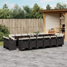 ZQQLVOO 17 Piece Patio Dining Set with Cushions Black Poly Rattan, Outdoor Patio Furniture Set, Garden Furniture Set, Poolside Lounge Furniture for Patio, Garden, and Poolside