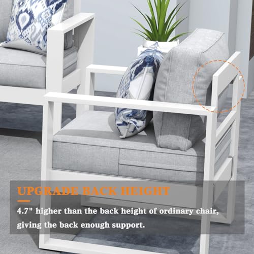 KHOLH 5 Piece Modern Aluminum Patio Furniture Set Light Gray
