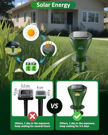 ASEINT Mole Repellent for Lawns, Solar Powered | Patent Screw-Shape-Stake Design | IP65 Waterproof, Varying Sonic and Vibration to Expel Mole Gopher Snake Vole, for Lawn Garden & Yard (4pc), Green