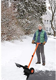 Efficient Snow Shovel with Wheels Heavy Duty Metal Rolling Snow Pusher Efficient Snow Removal Tool for Driveway Doorway Rolling Snow Plow with Adjustable Handle