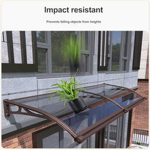 Transparent Polycarbonate Window Awning, 100x300cm Curved Rain Snow Shelter with Black Bracket, UV Protection for Patio Door Canopy