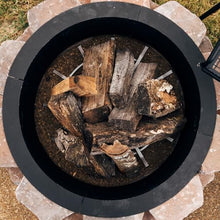 Ash & Ember 36" Wagon Wheel Fire Grate, High-Efficiency Smoke-Free Fireplace Log Grate, Decorative Wood Burning Lifted Grate Pit, Sandblasted Steel with Light Oil Coating